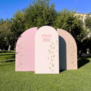 SET FOTOGRAFICO "FIOCCHI ROSA"   Arco centrale + 2 Mezzelune